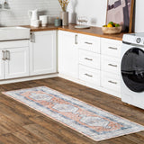 Nuloom SpinClean Jacquie Peach/Ivory, 26 x 6, Vintage, Soft and Cozy, High Traffic, Stain Resistant, Easy Clean, Durable, Machine Washable Runner for Bedroom, Living Room, Dining, Den, Foyer