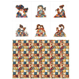 Patchwork Mother & Daughter Cotton Fabric Panel - 6 Designs (10 10 inch Each) + Bonus Sheet 29.5 19.6 inch, 100% Cotton 140 GS