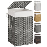 SONGMICS Laundry Hamper with Lid, 17.2 Gallon (65 L) Synthetic Rattan Clothes Laundry Basket with Lid and Handles, Foldable, Rem