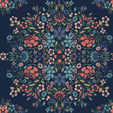 RoomMates RMK12587PLW Blue Medallion Floral Peel and Stick Wallpaper