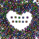 500 Pieces 6x6mm Black Cube Acrylic Number Beads 0-9 Mixed Plastic Shape Loose DIY Beads for Jewelry Making Bracelets Necklaces 