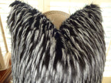 Plutus Brands Plutus Wolf Fur Handmade Throw Pillow, 12 X 25, Black White