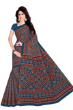 TAMAIRA FASHION Womens Plain Weave Pure Cotton Saree Without Blouse Piece (2225_Ikkat_Stunning Blue)
