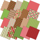 Oudain 60 Pcs 10 x 10 Inch Red and Green Quilting Fabric Squares Christmas Fat Patchwork Precut Strips Gingerbread Man Candy Can