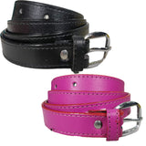 Queery WomenS Pu Leather Belt (Black, Pink)