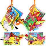 Helsort Soft Baby Books for 0-18 Months, 2PCS Crinkle Cloth Books - Dinosaur and Farm Themes, Tummy Time Toys for Infants 0-6-12