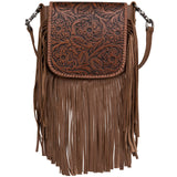 Montana West Western Crossbody Handbags for Women Small Bags Tooled Leather Fringe Purse Brown RLC-L159BR