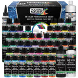 Pouring Masters 48Color Ready to Pour Acrylic Pouring Paint Set with Silicone Oil & Gloss Medium Premium PreMixed High Flow 