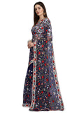 Patlani Fashion New Bollywood Blockbuster Design Launching Net Embroidery Designer Saree Blue.