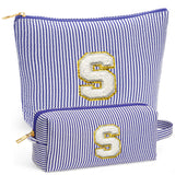 Fohufo Travel Cute Makeup Bag Set - Make up Cosmetic Bag for Women, Small Makeup Bag for Purse Makeup Kit | Blue Stuff Birthday 