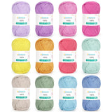 Katech 1OO% Cotton Yarn for Crocheting & Knitting-12-Color of 137 Yards/1.76 oz Baby Cotton Yarn Sport Weight CYC #2-Soft & Brea