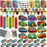 BenLouis 192Pcs Race Car Party Favors Racing Theme School Stationery Set Bulk for Kids Fast Racecar Wheel Birthday Party Goodie 