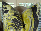 Plutus Brands Plutus Medici Marble Ink Handmade Throw Pillow, 20 X 20, Yellow/Gray/Black