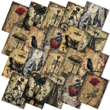 Hahafelt 10 Pcs 18 x 22 Vintage Halloween Quilting Fabric Squares Spooky Gothic Retro Halloween Precut Fabric Bundle Skeleto