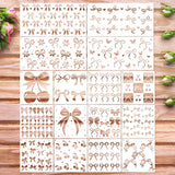 Keluna Bow Stencils for Painting on Wall 12 Pcs Cute Bow Cherry Stencils for Painting, Card Making Scrapbook Decor Drawing Tem