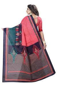 Anni Designer Women'S Bhagalpuri Ethnic Printed Casual Wear Saree With Blouse Piece(Ad-Rosy Checks Pink Free Size),Pink,FS,Bhagalpuri,ready to wear,Saree