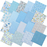 HunnmingRe 20 Pcs 10''x10'' Blue Flower Quilting Fabric Square Spring Floral Precuts Quilted Fabric Bundle Plaid Polka Dot Strip
