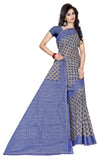 Tamaira Fashion Plain Weave Womens Pure Cotton Saree Without Blouse Piece (2340_Grey & Blue)