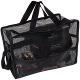 SHANY Collapsible Makeup Tools Travel Mesh Bag Large SeeThru Travel Tote with Shoulder Straps WaterResistant with Zippered