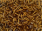 Czech Bugle Beads 40 gr / 1.4 oz Glass Tube Size #3 7mm (Amber Brown Silver Lined)