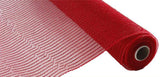 Wide Foil Deco Poly Mesh Ribbon, 10 Inches x 30 Feet (Red, Red Foil)