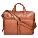 Sassora Genuine Leather 17 Inch Laptop Messenger Bag For Men | Expandable Office Briefcase & Shoulder Bag With Detachable Strap 