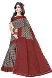 TAMAIRA FASHION Plain Weave Womens Pure Cotton Saree Without Blouse Piece (2340_Grey and Maroon)