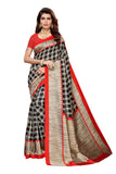 Gosriki Women'S Black Color Art Silk Printed Saree With Blouse Piece(Skased-Checks-Black_Free Size),Black,,B0821DCPH2