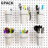 6 Sets Pegboard Hooks with Pegboard Cups, Ring Style Pegboard Bins with Rings, Pegboard Cup Holder Accessories for Organizing St