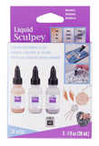Polyform Liquid Sculpey Liquid Polymer OvenBake Clay, Metallic Sampler Pack, Three 1 oz. bottles included, Gold, Pearl and Silv
