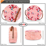 Adisa Women Girls Flower Print Sling Bag Round Crossbody Purse (Sl6007-Pin_Pink),Pink,,B0BCZSKZLC