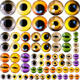 Zomiboo 70 Pcs 40/25/16/8 mm Large Assorted Dragon Glass Eyes Halloween Mixed Printed Cabochon Animal Eyes 4 Sizes Cabochons for