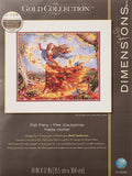 Dimensions Advanced Counted Cross Stitch Kit, Fall Fairy, 16 Count Dove Grey Aida, 14 x 12,Gold
