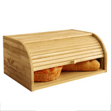 KIFIKITCHEN Bamboo Bread Box Space Saving Rustic Roll-Top Bread Bin for Countertop - Store Bread Cake and Baked Goods - 15 x 9.8