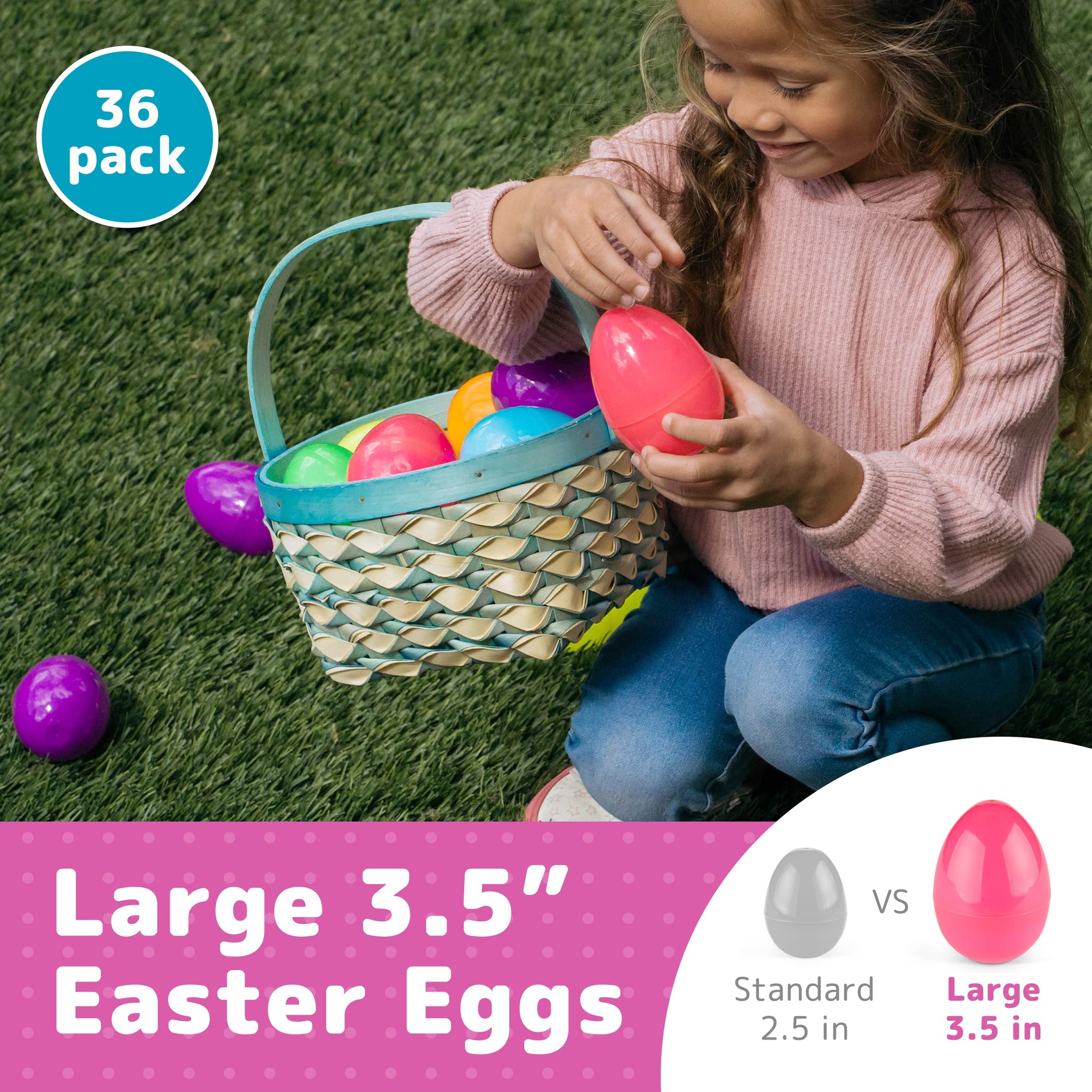 Prextex 3.5Unfilled Easter Eggs Empty, 36 pcs - Empty Plastic Eggs Fillable with Candy, Presents for Toy Basket - Easter Dec