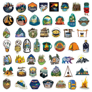 100 Pcs Wilderness Hiking Adventure National Natural Park Outdoor Camping Stickers, Must-Have Sticker Signs for Outdoor Lovers a