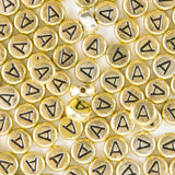 Yiizzxin 200Pcs Round Ancient Gold Letter A Beads,4x7mm Flat Vowel Letter-A Bead for Bracelets,Alphabet Beads for Jewelry Making