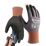 Schwer 6 Pairs Safety Work Gloves Sandy Nitrile Coated LT5626, Level 6 Abrasion Resistant (Certified) Heavy Duty Working Gloves 