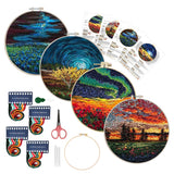 Maydear 4 Pack Embroidery Starter Kit with Pattern, Stamped Cross Stitch Kits for Beginners Adults with Embroidery Hoop and Inst