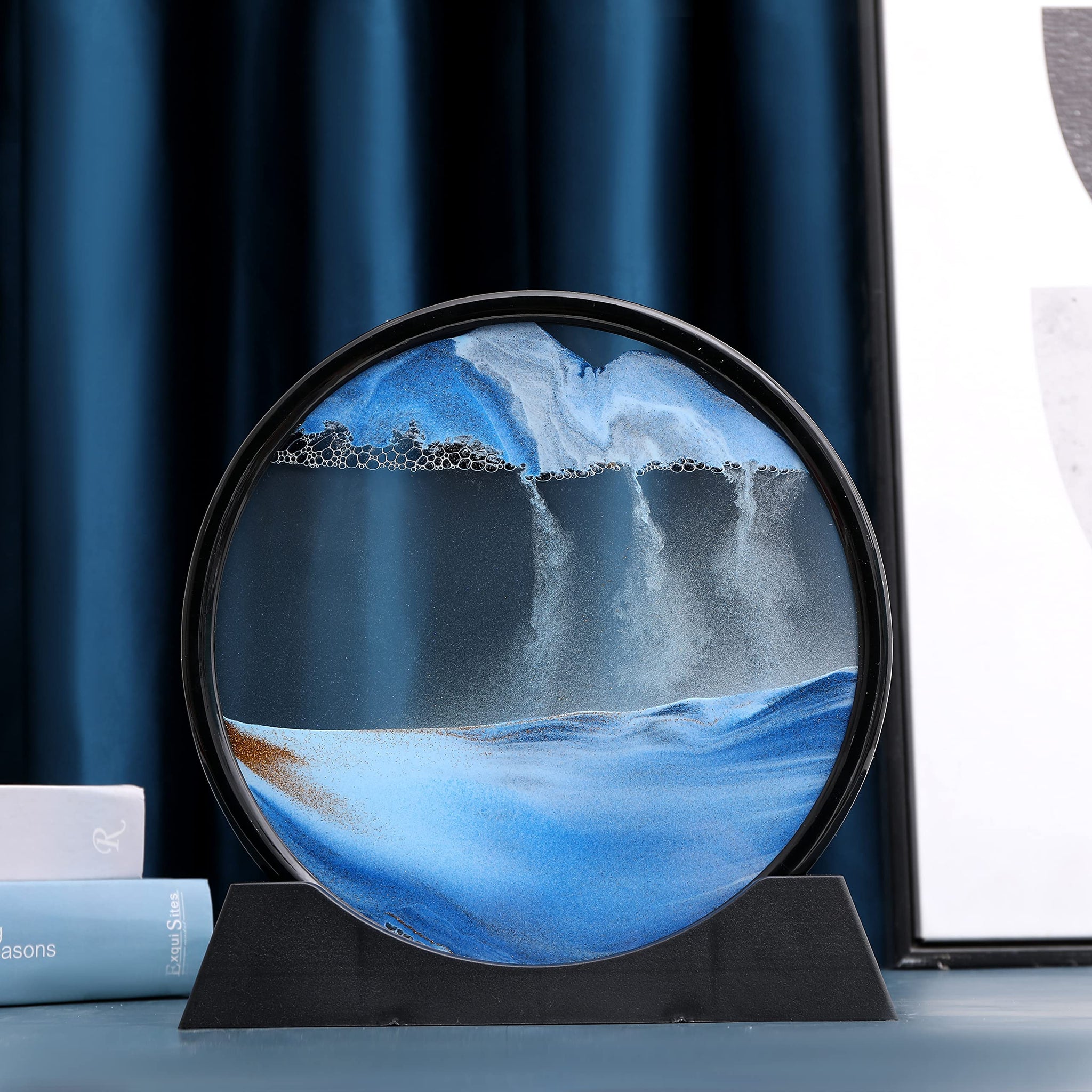 ZYKKGEY 3D Deep Sea Moving Sand Art,Relaxing Desktop Home Office Work Decor,Moving Sand Art Picture