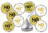 80th Birthday Gold Kisses Stickers, (Set of 324) Chocolate Drops Labels Stickers for Birthday Party, Party Favors Decor for Kiss