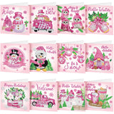 Saillong 12 Pack Pink Christmas Diamond Painting Greeting Card Kits Winter Diamond Art Cards with Envelopes Snowman 5D Rhineston