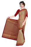 Tamaira Fashion Womens Plain Weave Pure Cotton Saree Without Blouse Piece (1784_Beigeandmaroon)