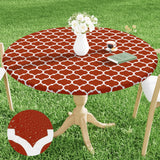 Smiry Round Picnic Tablecloth, Waterproof Elastic Fitted Table Covers for 45 - 56 Tables, Wipeable Flannel Backed Vinyl Tableclo