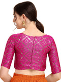 Oomph! Jacquard Pink Readymade Blouse For Women - Rbbl148S