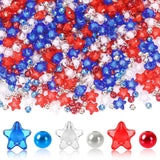 UPINS 1500Pcs Red White and Blue Beads, Patriotic 4th of July Beads for Jewelry Making Round Star Spacer Beads for Independence 