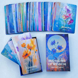 GZXINKE Blossoms of Wisdom Oracle Deck, Flower Oracle Cards for Beginners, Psychological Insight, Nature Oracle, Healing, Growth
