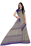 Tamaira Fashion Womens Plain Weave Pure Cotton Saree Without Blouse Piece(2203_Greyandblue)