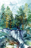 Northcott - Cedarcrest Falls - 28.5 Waterfall Scenic Panel - Teal/Multi