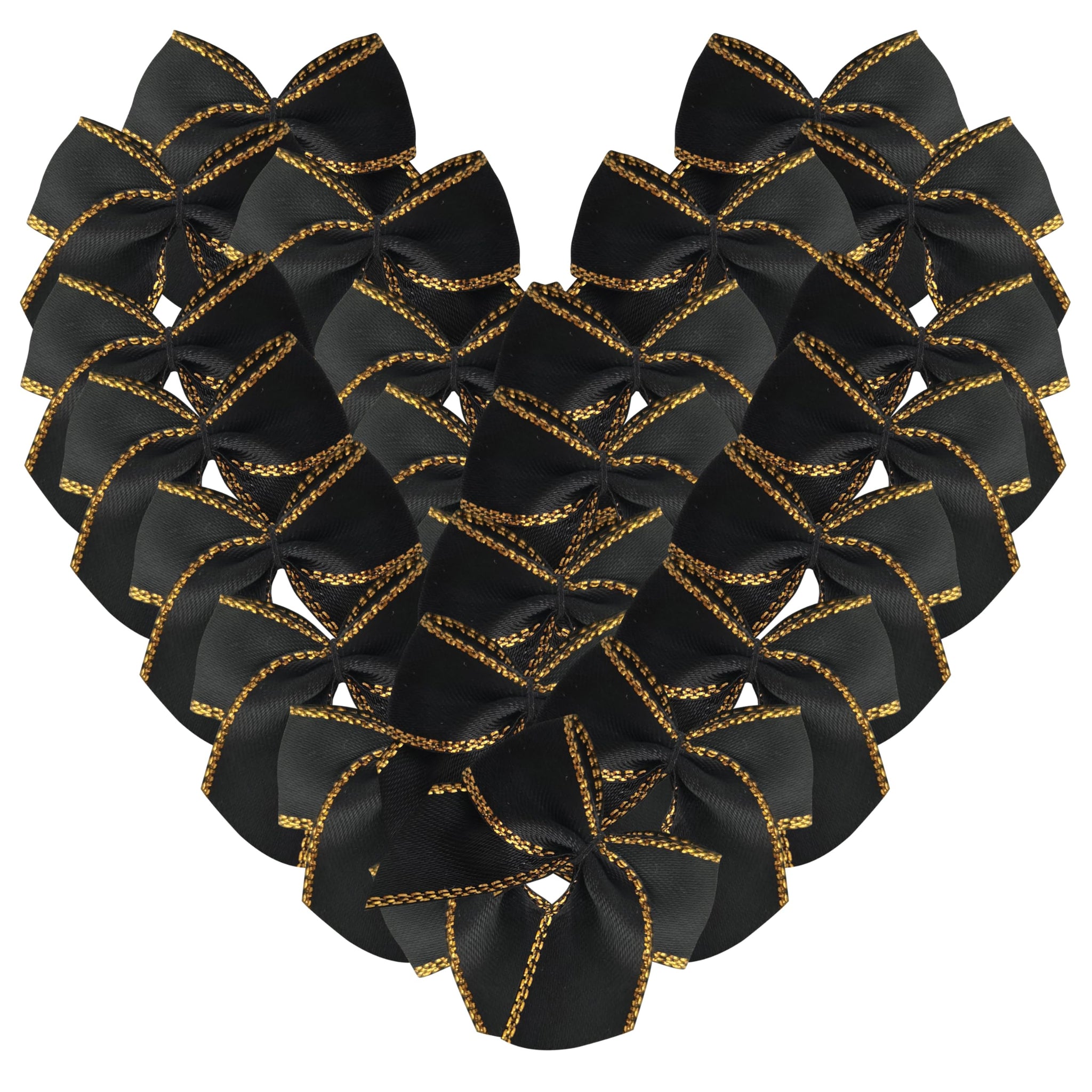 Micomon 50pcs 1.6-Inch Mini Satin Ribbon Bows for Crafts Ribbon with Gold Edge Flowers Appliques DIY Craft for Sewing, Scrap Boo